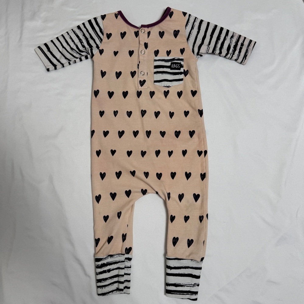 RAGS Hearts & Stripes Romper Bodysuit 12-18m